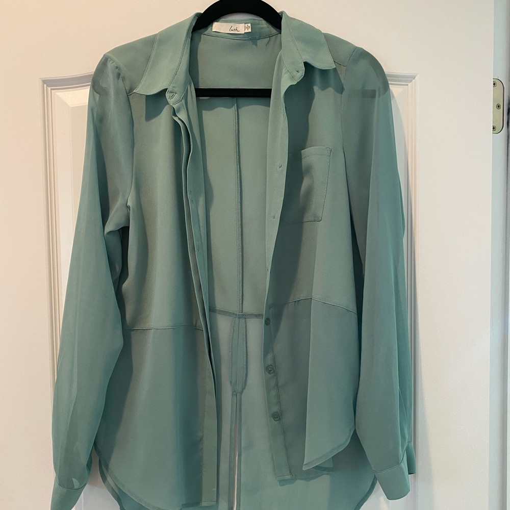 Lush Teal Button-Up Blouse